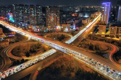 10. QINGDAO. The traffic congestion on Fuliao Overpass in Qingdao City, Shandong Province, on Dec. 16, 2015. 