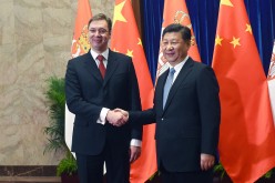 Chinese President Xi Jinping meets with Serbian Prime Minister Aleksandar Vucic before attending the 4th Meeting of Heads of Government of China and Central and Eastern European Countries.