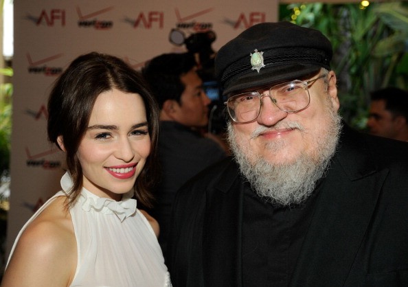 Emilia Clarke and George R.R. Martin arrive at at the 12th Annual AFI Awards held at the Four Seasons Hotel Los Angeles at Beverly Hills on January 13, 2012 in Beverly Hills, California.   