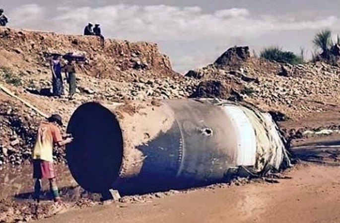 Part of an upper stage of a Chinese Long March-11 rocket that crashed in Myanmar.