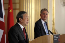Chinese Vice Premier Ma Kai and British Chancellor Philip Hammond speak at a press conference following the 8th U.K.-China Economic and Financial Dialogue (EFD) at Lancaster House on Nov. 10.