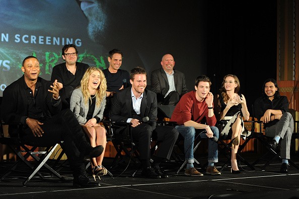 The cast of 'Arrow' and 'Flash' attend a special screening for the CW's 'Arrow' And 'The Flash' at Crest Theatre on November 22, 2014 in Westwood, California. 