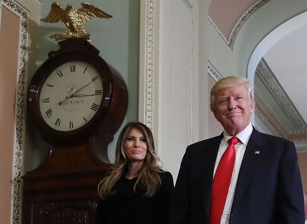 President-elect Donald Trump and his wife Melania Trump walk from a meeting with Senate Majority Leader Mitch McConnell at the U.S. Capitol November 10, 2016 in Washington, DC. 