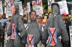 South Korean Protesters Demonstrate On North Korea Founder's Birthday