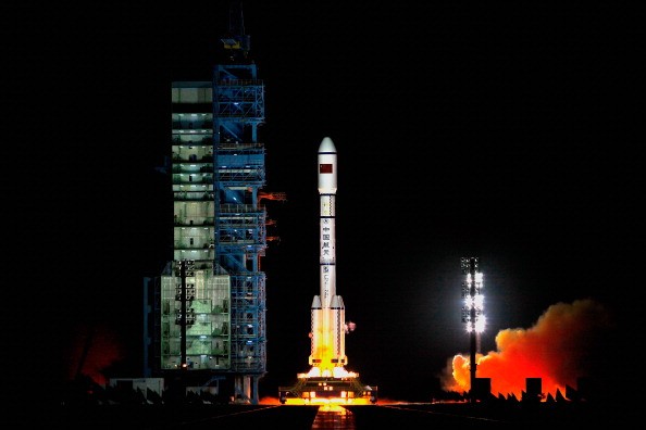 A Long March 2F rocket carrying the country's first space laboratory module Tiangong-1 lifts off from the Jiuquan Satellite Launch Center on Sept. 29, 2011 in Jiuquan, Gansu province of China. 
