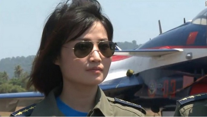 A screenshot from a commemoratory video of China's first female J-10 fighter jet pilot.