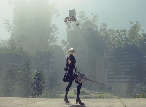 The playable character YoRHa No2 Type B with the Engine Blade