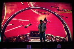 Hello Games' Sean Murray demonstrates 'No Man's Sky' during the Sony E3 press conference at the L.A. Memorial Sports Arena on June 15, 2015 in Los Angeles, California.