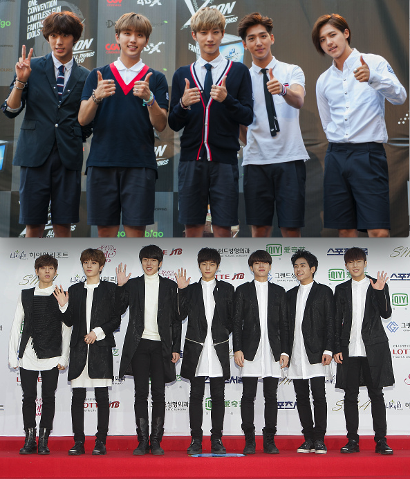 ABOVE: B1A4 attends the KCON 2014 at the Los Angeles Memorial Sports Arena in Los Angeles, California. BELOW: INFINITE attend the for the 24th Seoul Music Awards in Seoul, South Korea.