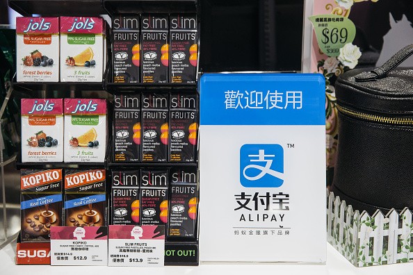 A Hong Kong store displays a signage that says it accepts Alipay payment from customers.