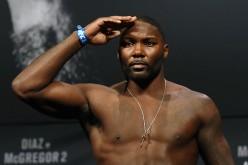 Anthony Johnson salutes the crowd during a press conference for the UFC 202 event.