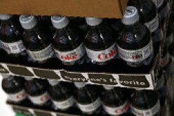 Diet Coke bottles stacked and kept ready for dispatch