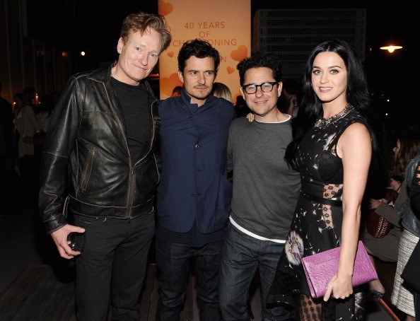 TV personality Conan O'Brien, actor Orlando Bloom, host J.J. Abrams and singer Katy Perry attend Coach's 3rd Annual Evening of Cocktails and Shopping to Benefit the Children's Defense Fund hosted by Katie McGrath, J.J. Abrams and Bryan Burk at Bad Robot o