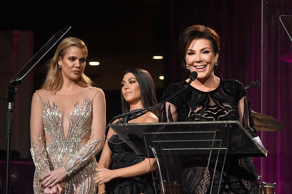 Khloe Kardashian, Kourtney Kardashian and Kris Jenner onstage at the 2016 Angel Ball hosted by Gabrielle's Angel Foundation For Cancer Research on November 21, 2016 in New York City. 