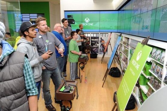 A general view of the atmosphere at Microsoft retail store and former Utah Jazz basketball player Mark Eaton host the Xbox One Sports Star Challenge event at City Creek Center on November 23, 2013 in Salt Lake City, Utah.