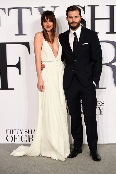 Dakota Johnson and Jamie Dornan attend the United Kingdom premiere of 'Fifty Shades Of Grey' at Odeon Leicester Square on February 12, 2015 in London, England. 