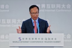 Foxconn Chairman Terry Gou speaks during the World Internet Conference Summit in Wuzhen, Zhejiang Province.