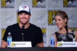 Stephen Amell and Emily Bett Rickards attend the 'Arrow' Special Video Presentation and Q&A during Comic-Con International 2016 held on July 23, 2016 in San Diego, California. 