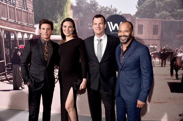 (L-R) James Marsden, Executive producer/writer Lisa Joy, Executive producer/writer/director Jonathan Nolan and actor Jeffrey Wright attend the premiere of HBO's 'Westworld' on September 28, 2016 in Hollywood, California.