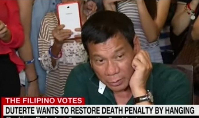 Duterte wants to restore death penalty by hanging.