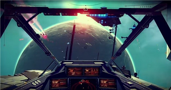 A "No Man's Sky" player travels through space in order to reach another planet to explore.