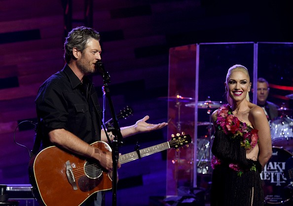 Blake Shelton and Gwen Stefani perform on the Honda Stage at the iHeartRadio Theater on May 9, 2016 in Burbank, California.