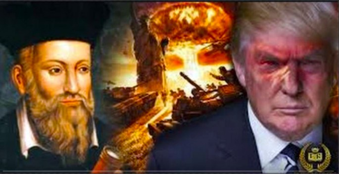 YouTube Screen icon displaying Donald Trump and Nostradamus behind a chaotic environment.