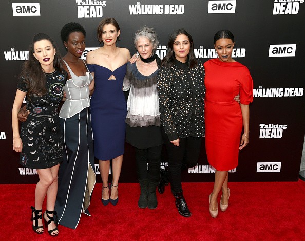 Christian Serratos, Danai Gurira, Lauren Cohan, Melissa McBride, Alanna Masterson and Sonequa Martin attend AMC presents 'Talking Dead Live' for the premiere of 'The Walking Dead' in Hollywood, Calif.