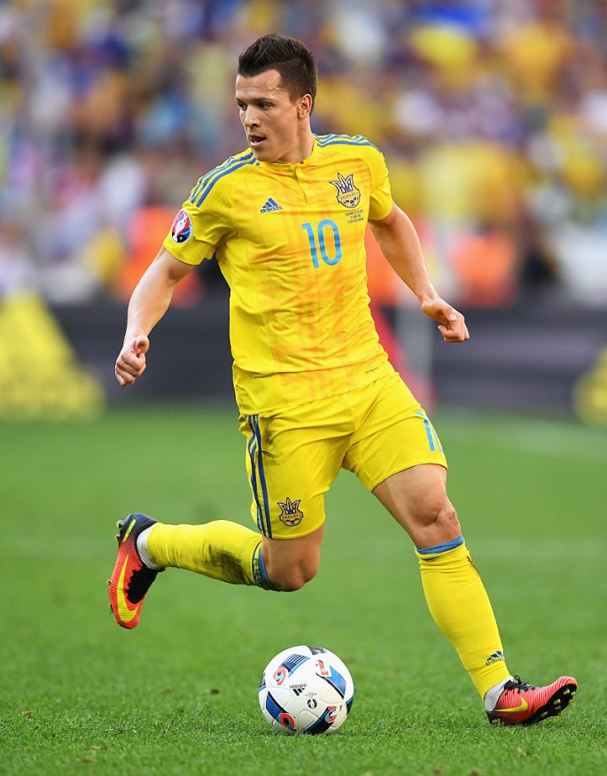 Schalke winger Yevhen Konoplyanka playing for Ukraine.