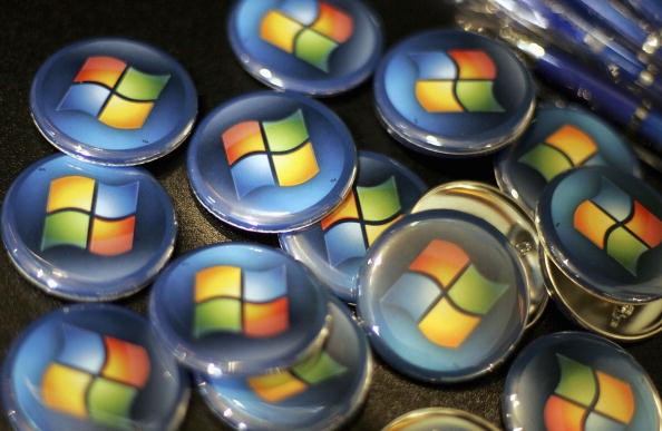 Microsoft logo is seen on buttons