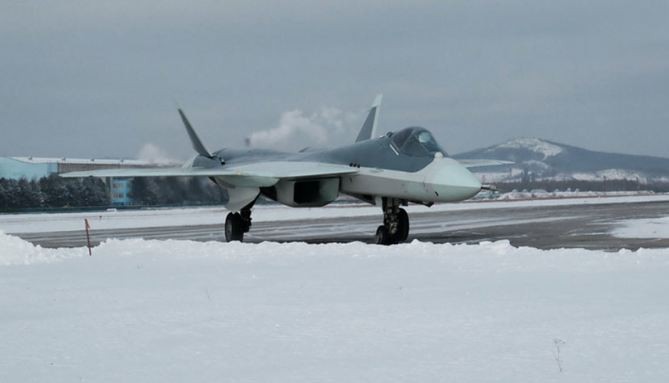 PAK FA T-50 amid snow.              
