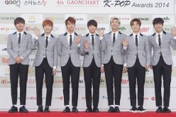 BTS arrive for the 4th Gaon Chart K-POP Awards at the Olympic Park on January 28, 2015 in Seoul, South Korea.