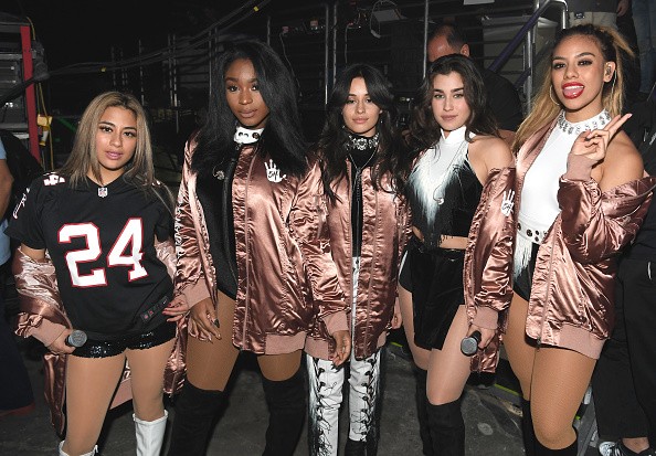 Ally Brooke, Normani Hamilton, Camila Cabello, Lauren Jauregui, and Dinah Jane Hansen of Fifth Harmony pose backstage during Power 96.1's Jingle Ball 2016 at Philips Arena on December 16, 2016 in Atlanta, Georgia. 