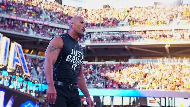 The Rock heads towards the ring at WrestleMania 31 back in 2015.