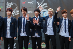  BTS attends KCON 2014 - Day 2 at the Los Angeles Memorial Sports Arena on August 10, 2014 in Los Angeles, California.