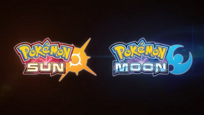 'Pokemon Sun and Moon' title logos from the official announcement trailer, games which will be the basis for the playing card games