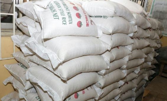 Sacks of plastic rice seized by Nigeria.             