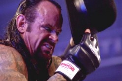 The Undertaker gives his iconic stare before a WWE match.