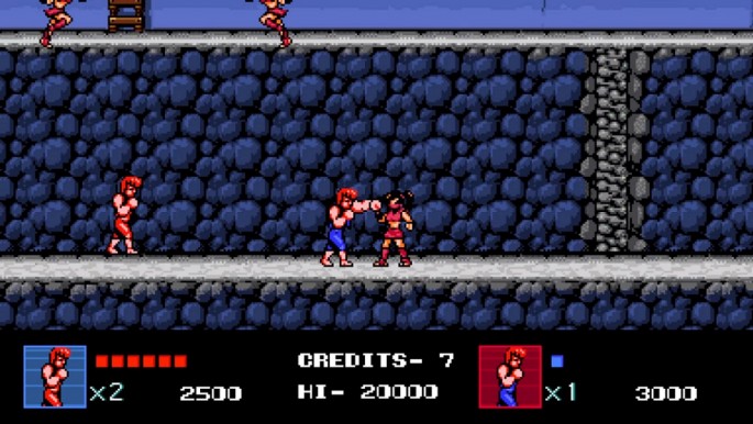 Billy Lee fights several enemies in 'Double Dragon IV.'