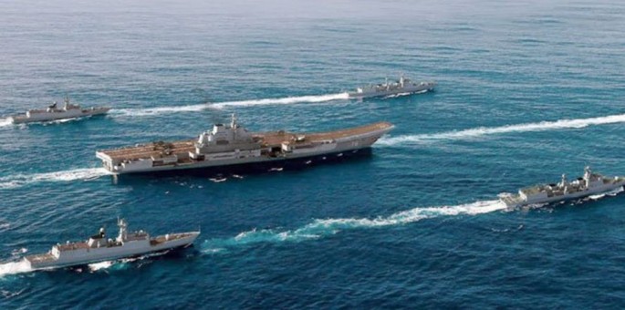 Liaoning and her escorts.            