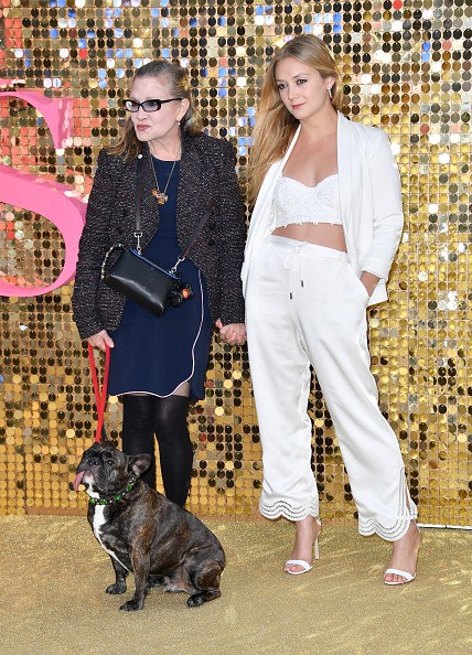 Carrie Fisher and Billie Catherine Lourd attend the 'Absolutely Fabulous: The Movie' World Premiere at the Odeon Leicester Square on June 29, 2016 in London, England.