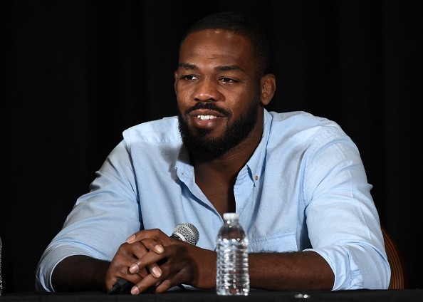 Jon Jones addresses the media at a press conference following him being pulled out of the fight card at UFC 200.