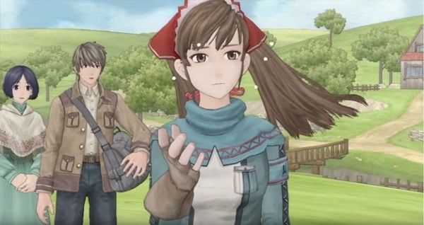 Three "Valkyria Chronicles" protagonists watch the battlefield before them as the fires dies down quietly.