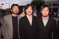 Jun Aida, Hironobu Sakaguchi and Motonori Sakakibara attend the premiere of 'Final Fantasy: The Spirits Within' at the Bruin Theater on July 2, 2001.