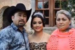 Rubi Ibarra Garcia (C) posed for a photo beside her father, Cresencio (L) and mother Anaelda  Ibarra(R).
