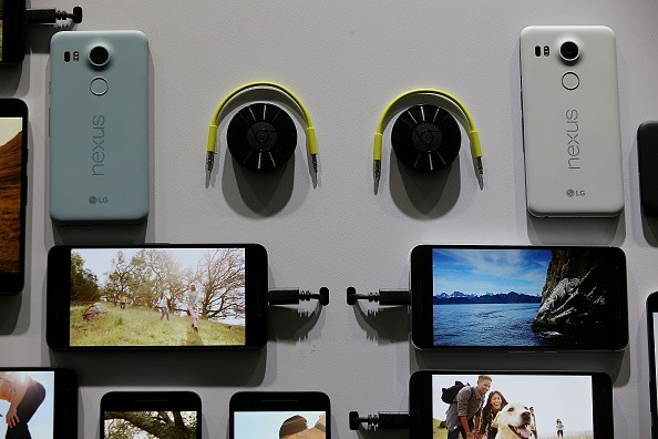New Google devices are displayed during a Google media event on September 29, 2015 in San Francisco, California.