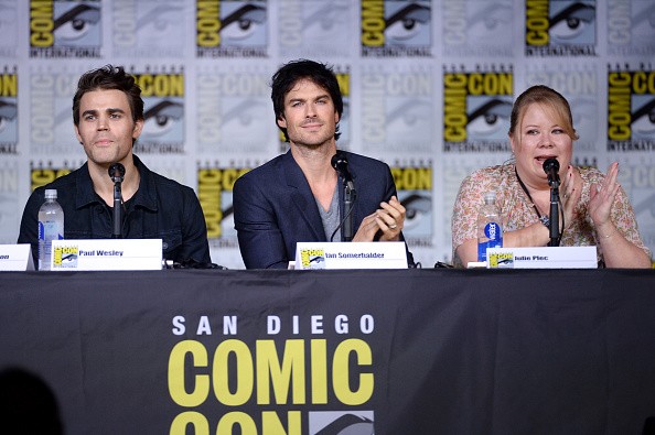 Actors Paul Wesley and Ian Somerhalder and writer/producer Julie Plec attend the 'The Vampire Diaries' panel during Comic-Con International 2016 at San Diego Convention Center on July 23, 2016 in San Diego, California. 