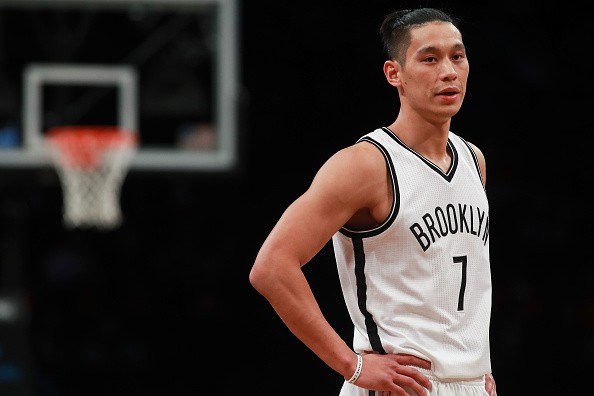 Jeremy Lin of the Brooklyn Nets looks on against the Chicago Bulls during the first half at Barclays Center on October 31, 2016 in New York City.