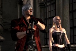 Dante and Trish facing an unseen opponent in the 'Devil May Cry HD Collection.'
