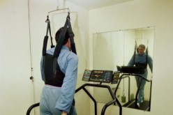 Spanish golfer Seve Ballesteros exercising in his gym at home in Pedrena, Spain